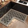 Treer Tappeto Cucina Antiscivolo Lavabile, Tappeto per Cucina in Diatomite Tappeti Runner Moderni Forma a L Tappetino Assorbente per Ingresso Bagno (Stile cinese,100x100x45cm)