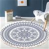 Tomifine Tappeto con Nappe Bohémien Lavabile, Rotondo da Salotto, Stampato per Ingresso, Camera da Letto, Cucina (120cm, Blu)