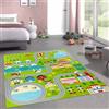 CARPETIA tappeto gioco traffico case parco città strade trama piatta antiscivolo facile da curare resistente atossico durevole facile da pulire verde 200 x 290 cm