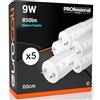 Eurocali 5x Tubi LED 60cm G13 T8 9W 850 lumen - Luce Bianco Freddo 6500K - Fascio Luminoso 160° - Sostituzione Neon