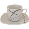 Omniacasa Servizio di Tazzine da Caffè 12 Pezzi per 6 Persone Strips Tortora Design Moderno in Porcellana Resistente, Lavabili in Lavastoviglie e Utilizzabili in Microonde.