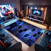RUILBJM Tappeto per Soggiorno e Camera da Letto,Motivo Geometrico Neon 3D Cool Vision per Adolescenti Ragazzi stanza da gioco,Morbida flanella Antiscivolo Gaming Rug (Blu,160 * 200cm)
