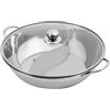 Qussse Casseruola cinese, in acciaio inox, con 2 camere, in acciaio inox, Yin Yang Hotpot con coperchio per fornelli a induzione e forni (34 cm)