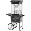 Royal Catering Macchina per popcorn con carrello, design retrò, 1500 W, 195/235 °C, 2 temperature per popcorn dolci e salati, nero