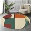GDJSMIN Forme Geometriche Retrò Tappeto Rotondo Arancione Bruciato Tappeti 80Cm Antiscivolo Lavabile In Lavatrice Tondo Tapette Salotto Camera Da Letto Soggiorno Scendiletto Pelo Corto Rotondi Carpet