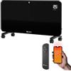 Juskys stufa in vetro 2000W - Nero, riscaldamento a infrarossi da parete o pavimento, controllo app, display LED, timer e sicurezza
