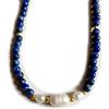 Generic Collana girocollo con pietrine dure e perle di fiume (Blu)
