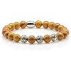 Generic Bracciale in pizzo di legno naturale Bracciale con perline Perline di pietra Perline Sfera 8 mm Acciaio inossidabile Donna Uomo (Variante B)