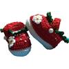 Handmade scarpine rosse bianche uncinetto neonata 0/3 mesi