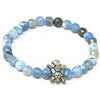 DodiGioielli.it DodiGioielli Bracciale Elastico Donna con Pietre Naturali di Agata Celeste Striata e Charm Tartaruga Argentata - Gioiello Artigianale Made in Italy, Nickel Free
