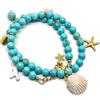 Silvia Creations And Co Bracciale Doppio Giro con Perle di Turchese e Charms a Tema Mare