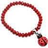Generic Bracciale elastico con cristalli rossi da 4x6 mm e coccinella rossa - bracciale portafortuna - bracciale coccinella
