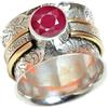 Kanika Jewelry Trove Wide Fusion Band Ring, 925 Sterling Silver Wide Band Rings for Women, Birthstone July Rings, Ruby Bridesmaid Rings Gift Spinner/Non Spinner (US Ring size 4, Ruby)