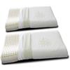 EVERGREENWEB MATERASSI & BEDS EVERGREENWEB - Coppia Cuscini 100% Memory Foam CERVICALE con Fodera Aloe Vera e Cotone Naturale, Doppia Onda Ortocervicale Tessuto Sfoderabile e Lavabile Guanciali Letto Ortopedici per Tutti Materassi