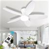 LASANYA Ventilatore da Soffitto con Luce e Telecomando Soggiorno Lampadario Ventilatore da Soffitto a 5 Pale Dimmerabile Per Camera da Letto Reversibile, 6 Velocità, Motore DC-White||100CM