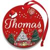 Corredino Neonato Pallina di Natale Personalizzata con Nome, Decorazione Natalizia 100% Italiana, Rosso, 8 cm (Rosso,Thomas)