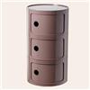 WEIDPHL Comodino Rotondo, Comodino con 3 Cassetti, Tavolino, Mobiletto Portaoggetti con Anta Scorrevole per Soggiorno, Camera da Letto, Bagno,Marrone