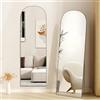 Hamlody Specchio a Figura Intera, Specchio da Terra ad Arco con Cornice in Alluminio 162 x 52cm, Vetro Temperato, Specchi da Parete Lungo da Appendere o Appoggiato, per Camera da letto Ingresso, Nero