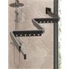 APMOE Tenda Doccia Angolare Pieghevole Antimuffa Tessuto in Lino - Asta Bastone Tenda Doccia Telescopica, Angolo Regolabile, Installazione Punch/Paste, Shower Curtain per Vasca da Bagno(Bianca,129 cm)