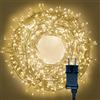Partenopea serie stringa catena luminosa di luci 500 LED per albero di Natale da Esterno natalizie ed Interno controller con 8 giochi di luce e Memoria cavo trasparente (LUCE CALDA, 25 metri)