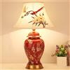 Chao Zan E27 Nuova lampada da tavolo cinese in ceramica applique Soggiorno Camera da letto Studio Lampada da comodino Stile europeo Elegante Lampada da tavolo semplice (Lampadine non incluse) (Rosso)