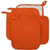 Lifaith Set di 5 presine da cucina completamente in cotone e in tessuto di spugna termoresistente, ideali per uso quotidiano in cucina e con fornelli e forno Arancione