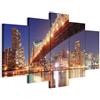 B&D XXL - Quadro New York 200x100 cm 5 Pezzi - Stampa su Tela Canvas con Struttura - Quadri Componibili Moderni Soggiorno Grandi - Murale Arte Decorazioni da Parete Decori - Architettura 030211-29