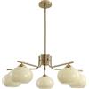 KCO Lighting Moderna Oro Spazzolato Lampadari 5 Luci Globo di Vetro Lampadario Mid Century Ottone Sputnik Lampadario Sala da pranzo Apparecchio di illuminazione Isola Cucina
