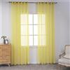 BOYOUTH Tende trasparenti in voile tinta unita, con occhielli per finestra, per camera da letto, soggiorno, hotel, giallo, 2 pannelli, 130 x 260 cm