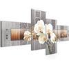 Runa Art Orchidea Fiori Quadri Moderni - Made In Germany - Murali Astratto Grigio Beige 4 Pezzi 204642a