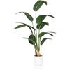 HJH Office Pianta artificiale uccello del paradiso 150cm grande STRELITZIA Palma tropicale artificiale in vaso bianco, pianta decorativa per interni