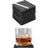 IlGruppone Set 10 Pezzi Sottobicchieri Quadrati In Ardesia 10 x 10 Cm Colore Nero Pietra Naturale Certificati Contatto Alimentare Con Gommini Antiscivolo Sottobicchiere Gessetti In Regalo