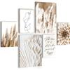 Novart Quadros Erba di pampa Boho - Nessuna Cornice Necessaria - Collage Moderno Beige - Camera Da Letto Del Soggiorno - N013363a