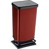 Rotho Paso Pattumiera 40l con Pedale e Coperchio, Plastica PP senza BPA, Rosso, 35.3 x 29.5 x 67.6 cm