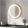Ztexkee Specchio Bagno con Luce e Antiappannamento 50x50 cm Rotondo Specchi da Parete con Orologio e indicatore della Temperatura per Bagno Led illuminato Regolabile in 3 colori (Spina standard-EU)