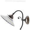 fd-bolletta arredamento e illuminazione Applique ottone brunito,lampada parete con piatto ceramica bordo blu ar3.Misure:H 21,5cm,Ø piatto 19cm,sporgenza 29cm,Ø base 9,5cm.Le misure sono con piatto.Portalampade attacco Edison E14