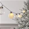 Lights4fun Catena Luminosa a 25 Palline LED Blanco Caldo con Timer Decorazione Natalizia per Interni