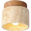 TOKTOP Lampada da soffitto Vintage Creatività, Travertino Giallo Naturale Paralume Lampada da soffitto Legno Sospensione Per Soggiorno Cucina Corridoio Camera