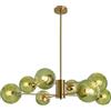 KCO Illuminazione Mid Century Moderno 8 Luce Lampadario Oro Sputnik Plafoniera Plafoniera Vintage Verde Plafoniera Ottone Spazzolato Lampadario Globo Lampadario