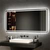 EMKE Specchio Bagno con Luce 120x60 cm con Interruttore a Pulsante, Antiappannamento, Specchio Bagno LED,Luce Bianca Fredda/Calda,Specchio da bagno