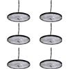 Blivrig 6PCS 200W LED Lampada Officina UFO interno 6500K Bianco Freddo con Catena & Ring, 20000LM Lampadario Sospensione Industriale LED Alto IP65 Impermeabile, per Magazzino, Fabbrica, Dock