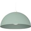 L+ Lampadario a Sospensione Moderno per Cucina e Soggiorno | Lampada Mezza Sfera Metallo 40cm E27 | Design Industriale Made in Italy (Verde Iceberg RAL 16-5808 TCX, Cavo 80cm)