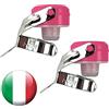 Euposia - Made in Italy - Set 2 Pezzi - Stopper Universale Vino & Champagne con BLOCKWAF System Fino a 6 ATM. - in Acciaio Cromato - Modello 1920 Rosa (Fuchsia) con Aletta Inox -