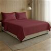 NARCISO - Completo Lenzuola Matrimoniali 4 Pezzi Tinta Unita Embossed, Set Lenzuola Matrimoniali in Microfibra Traspirante ed Anallergica, Biancheria da Letto Made in Italy (Bordeaux)