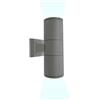 Partenopea® Applique Lampada faretto Luce led da Muro per Parete con doppio attacco UP & DOWN GU10 a Biemissione moderno Interno Esterno IP65 max 120W (Grigio, Luce fredda 6500K)