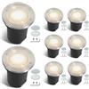 Fiqops 8x Faretti da pavimento esterni IP67 con LED GU10 3W Bianco naturale (sostituibile),regolabili,tondi,con lenti satinati di ricambio,adatti per giardino,piscina e terrazze