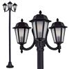 hofstein Lampione da Esterno Tre Luci Design Classico- Lampione color Nero Paralumi Vetro Satinato- Illuminazione per Giardino e Viale