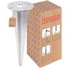 TRIBECCO Picchetto per lampada da giardino - Ø 116 x 300 mm - apertura Ø 30 mm per guida cavi - acciaio piatto zincato a caldo - ancoraggio a terra