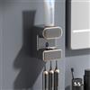 FACAIIO Dispenser automatico di dentifricio elettrico da parete con sensore touchless, 3 portaspazzolino e luce LED per uso igienico del bagno