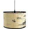 Morbuy Paralume Lampada in Bambu, Stile Cinese Motivo Paesaggio Diametro 30cm Paralume a Tamburo Paralume Lampada da Tavolo Paralume Lampada da Terra Moderno per Decorazioni (Lago)
